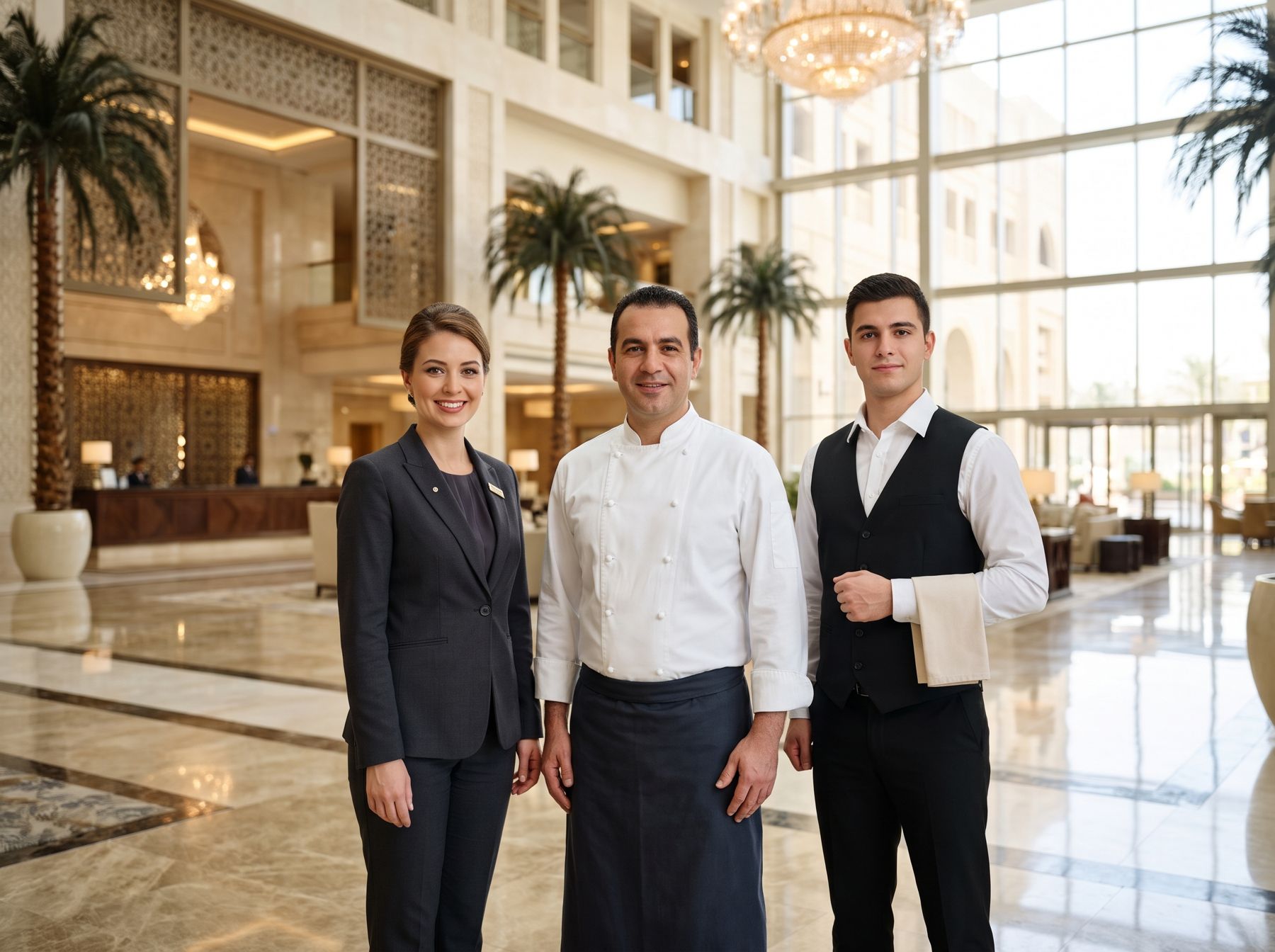 Hotel team in tailored uniforms