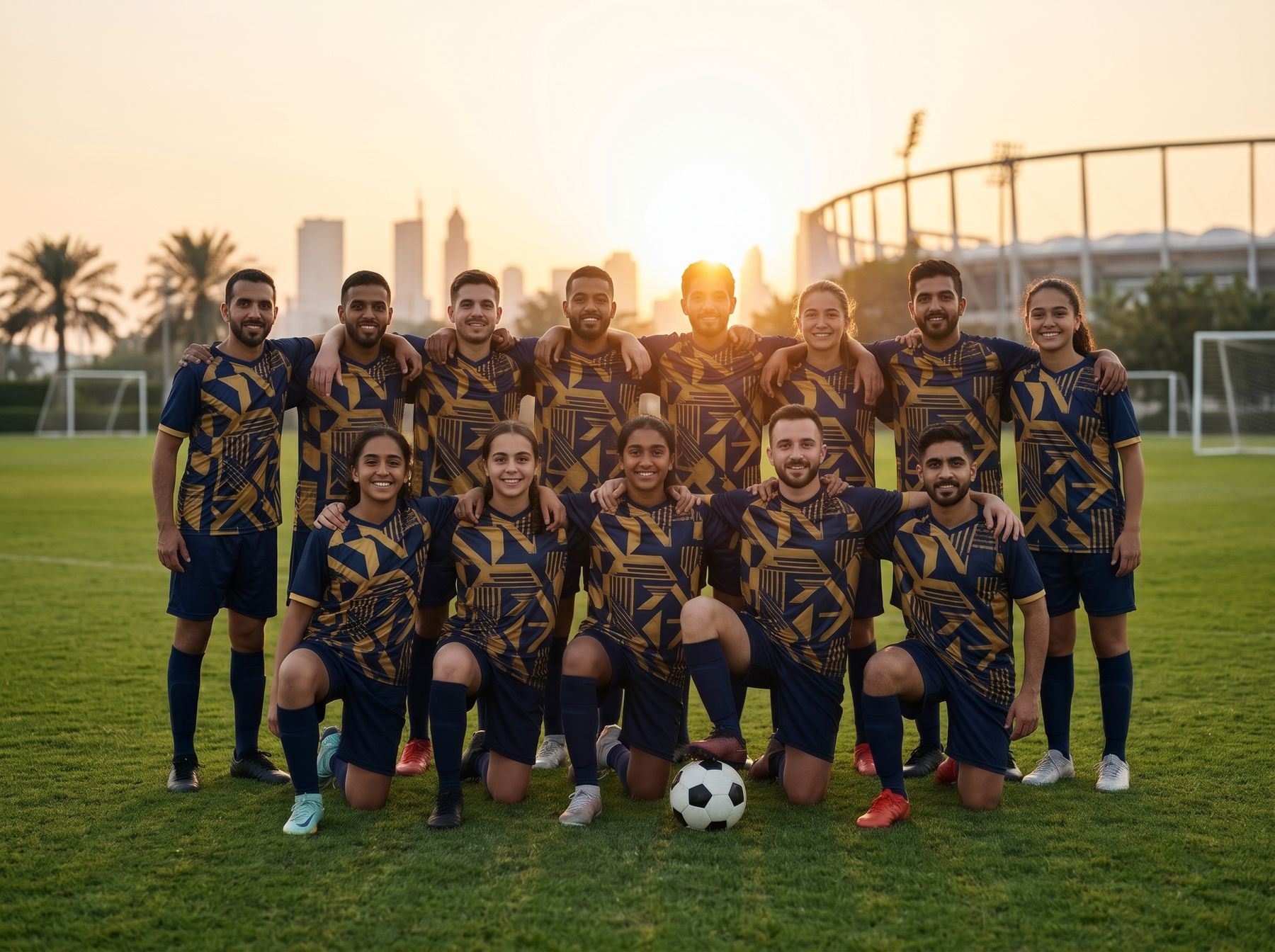 Football team in custom kits
